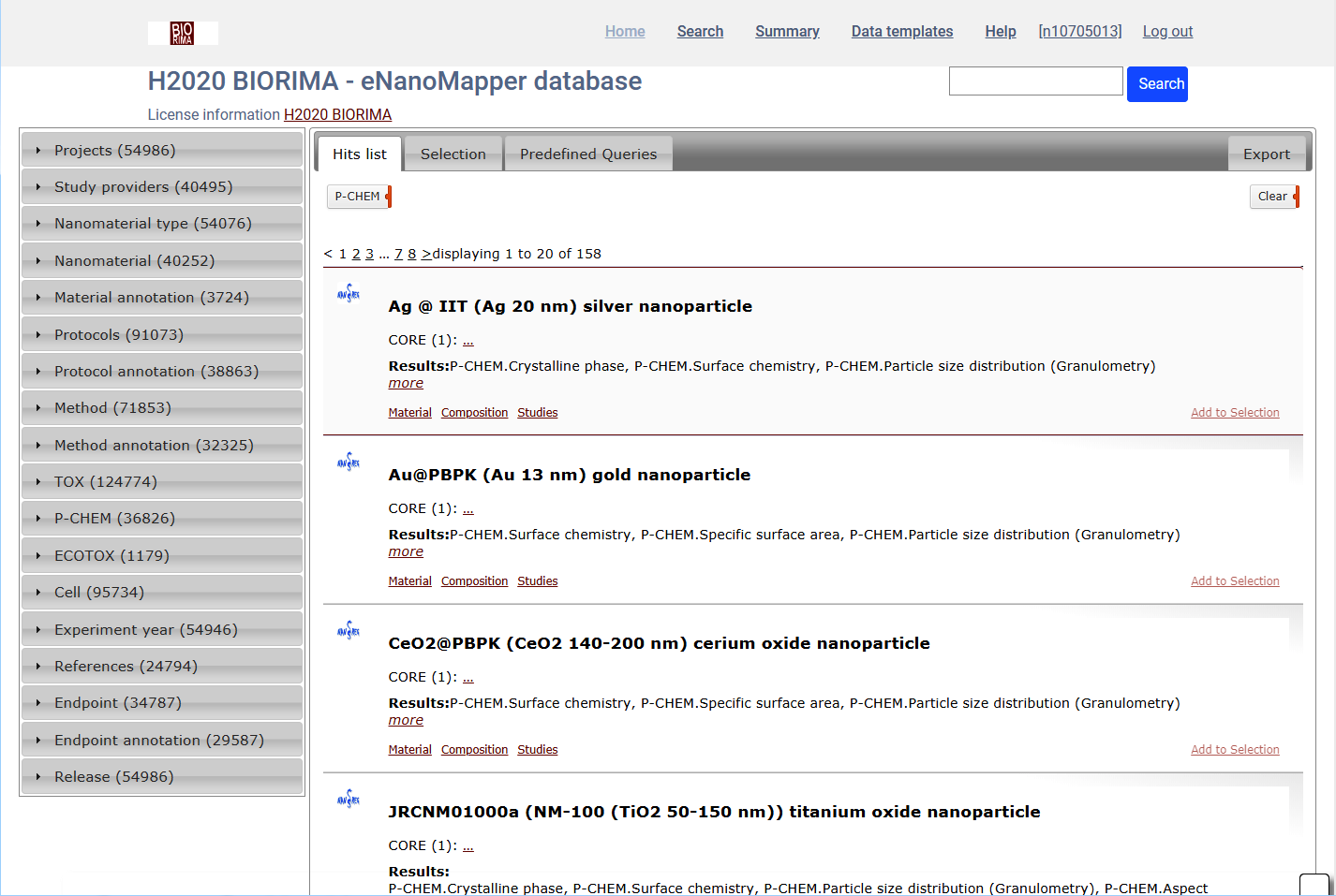 predefined queries results