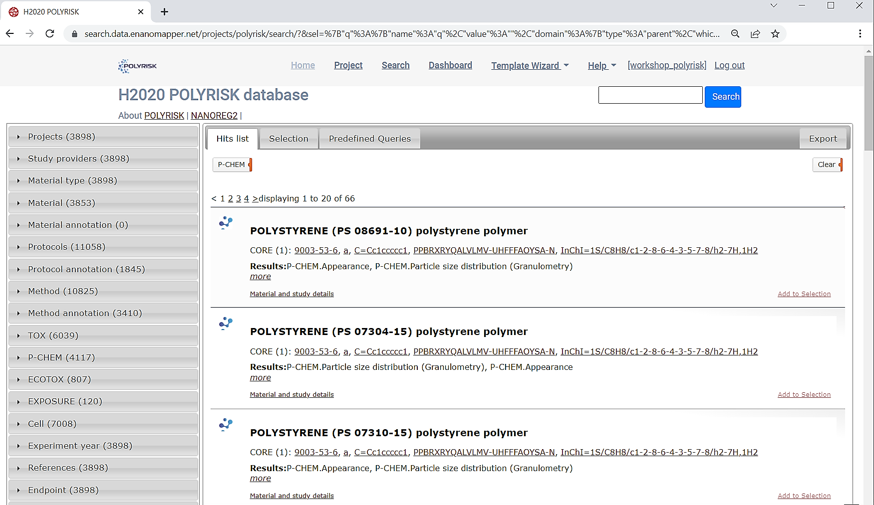 predefined queries results